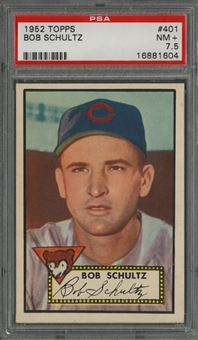 1952 Topps #401 Bob Schultz - PSA NM+ 7.5